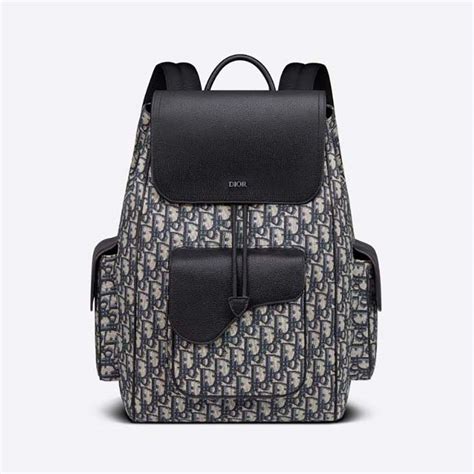 dior 8 backpack with flap|CHRISTIAN DIOR Oblique Jacquard Grained Calfskin Saddle Zip .